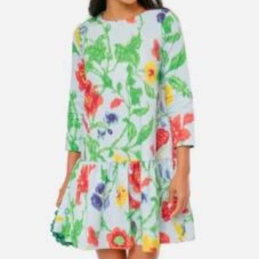 Tuckernuck Women’s Pierce Dress Blue Bright Floral Twill Drop Waist Size 3X